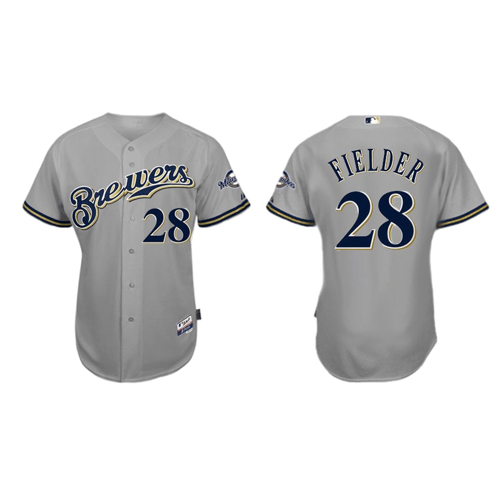 Youth Milwaukee Brewers Prince Fielder Replica Road Jersey - Gray